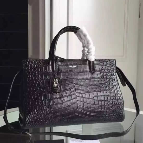 Replica Saint Laurent Medium Rive Gauche Bag In Black Crocodile Leather